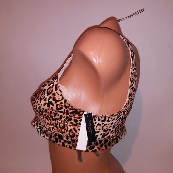 Victoria Secret Swim Bikini Top Large Leopard Animal Print Cutout Bralette Style - Picture 4 of 8